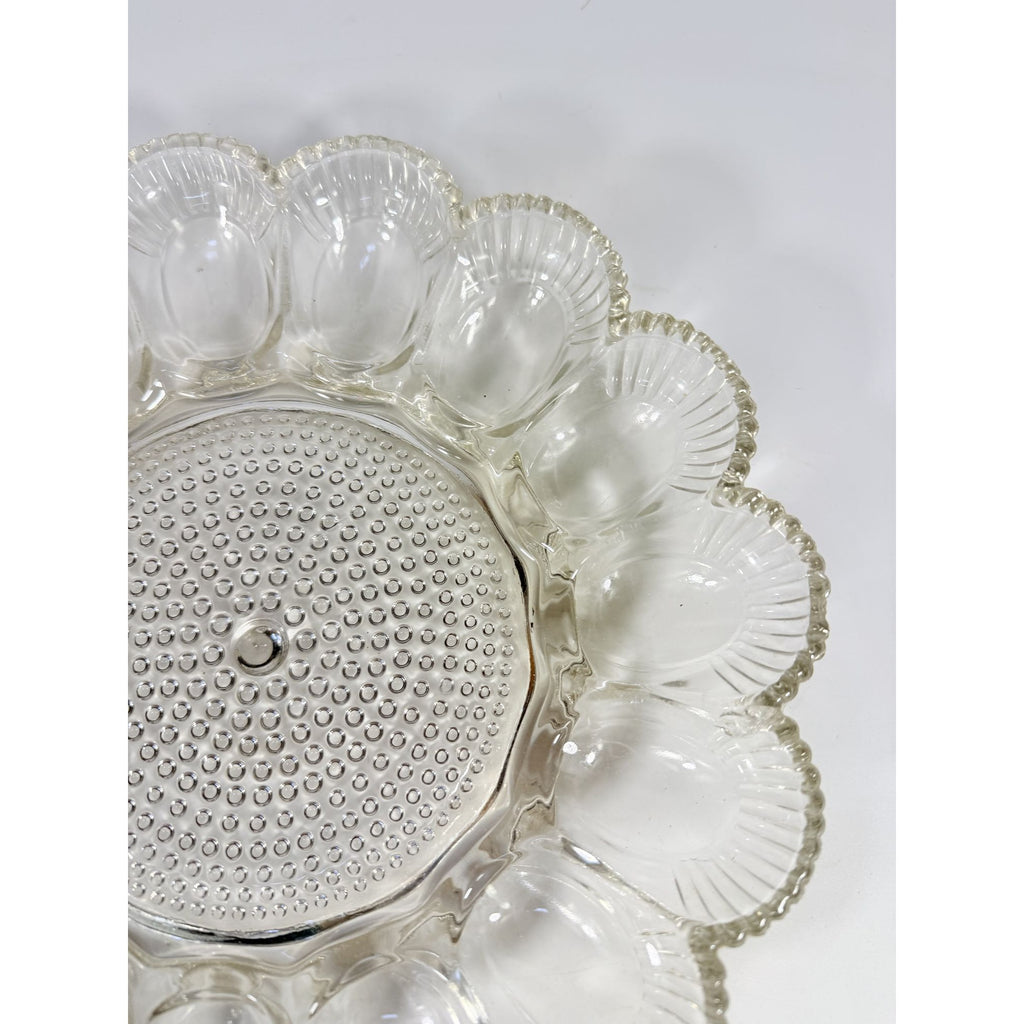 Deviled Egg Plate Platter Indiana Glass Clear Hobnail Vintage 15 Count  Serveware Hostess Party
