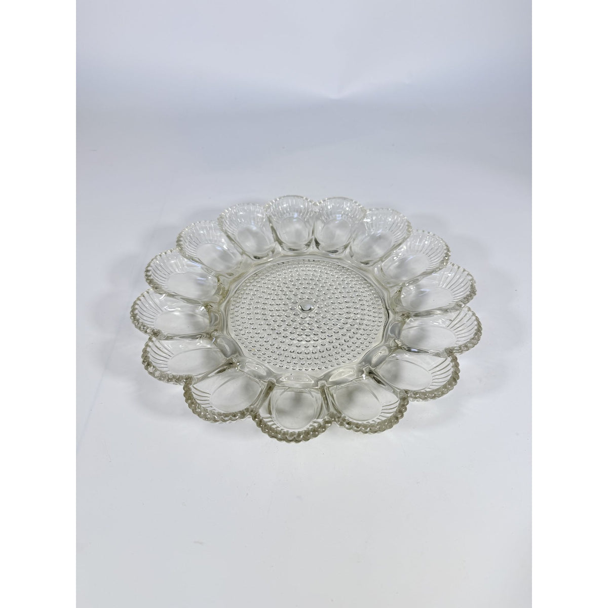 Deviled Egg Plate Platter Indiana Glass Clear Hobnail Vintage 15 Count  Serveware Hostess Party