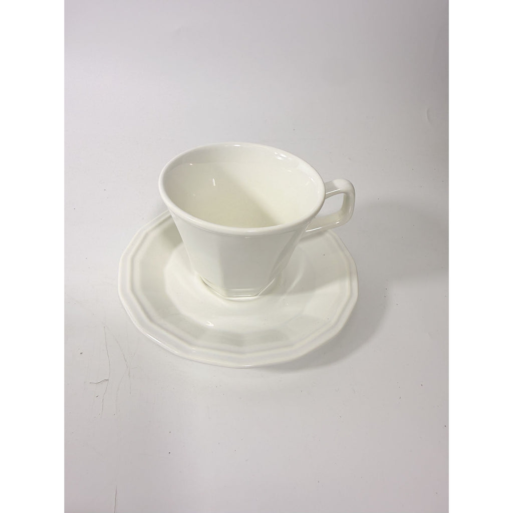 Ironstone Cups and Saucers Homer Laughlin White Dover Set 8 Stoneware Traditional Replacement China Vintage Coffee Tea