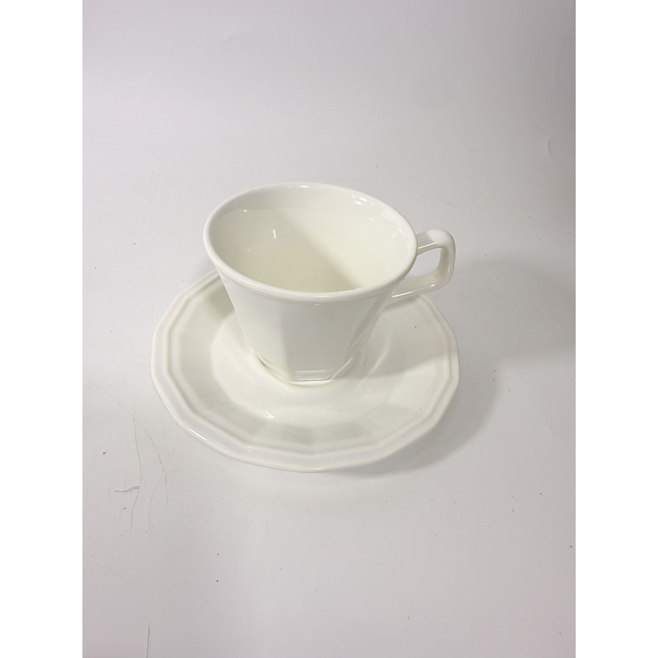 Ironstone Cups and Saucers Homer Laughlin White Dover Set 8 Stoneware Traditional Replacement China Vintage Coffee Tea