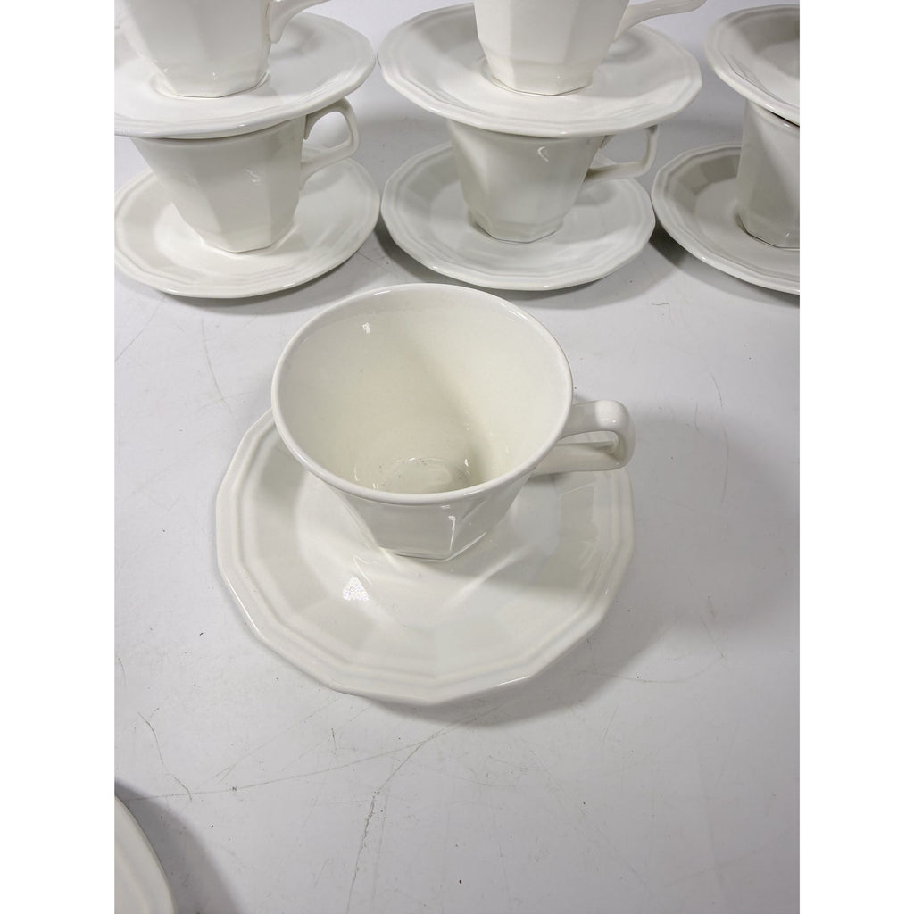 Ironstone Cups and Saucers Homer Laughlin White Dover Set 8 Stoneware Traditional Replacement China Vintage Coffee Tea