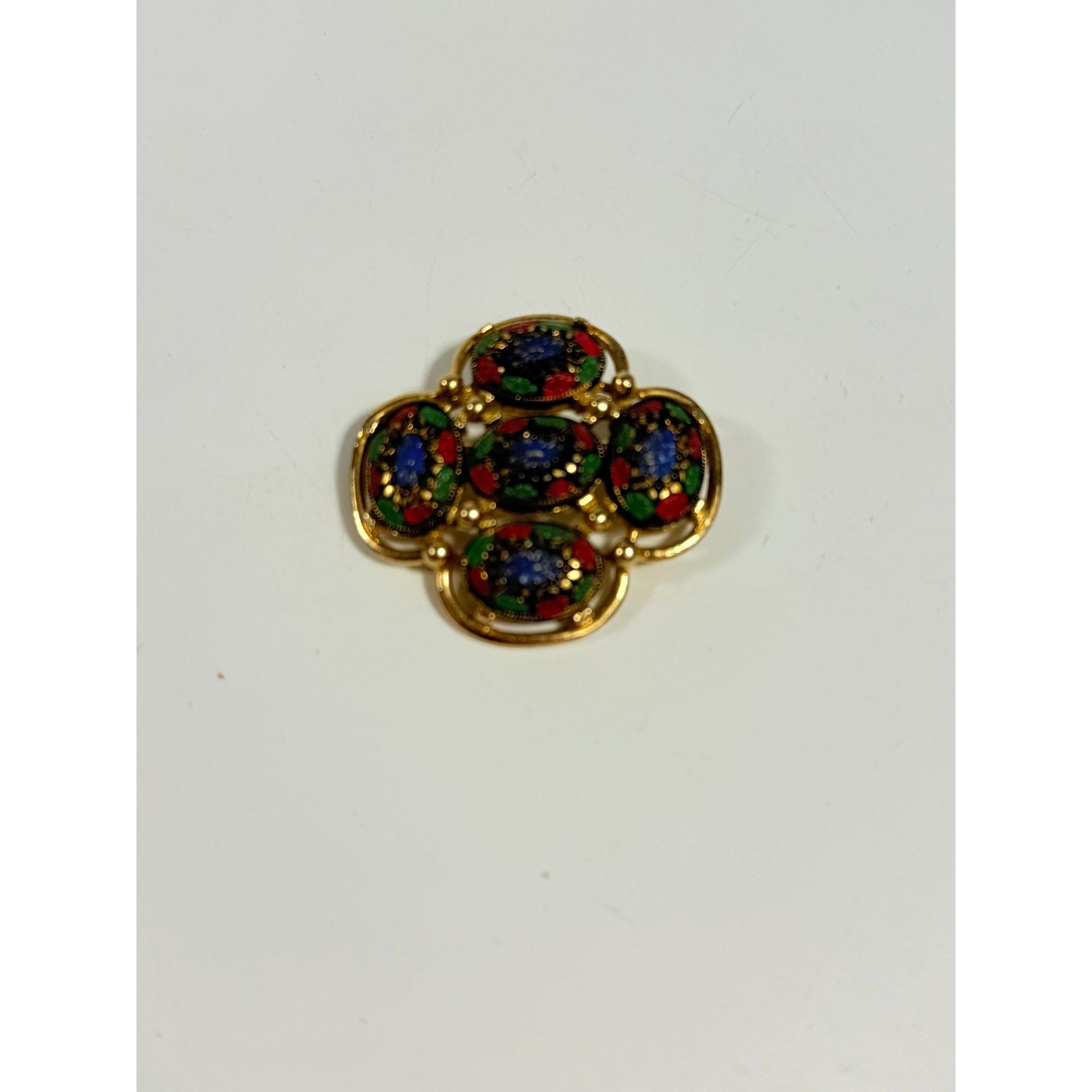 Brooch Pin Jewelry Light of The East Gold Tone Multi Colored Sarah Coventry Signed Vintage Collectible Red Green Blue Hat Scarve