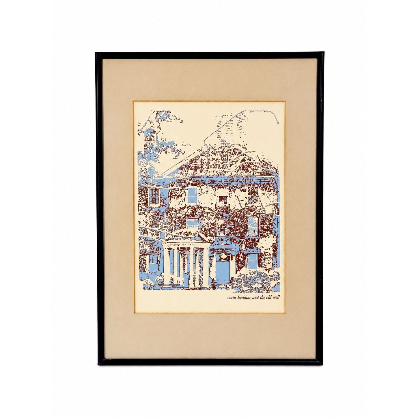 Artwork Framed UNC Carolina South Building and Old Well Reverse Film Photo Colorized Jean Collar Limited Editiion Wall Art Home Decor