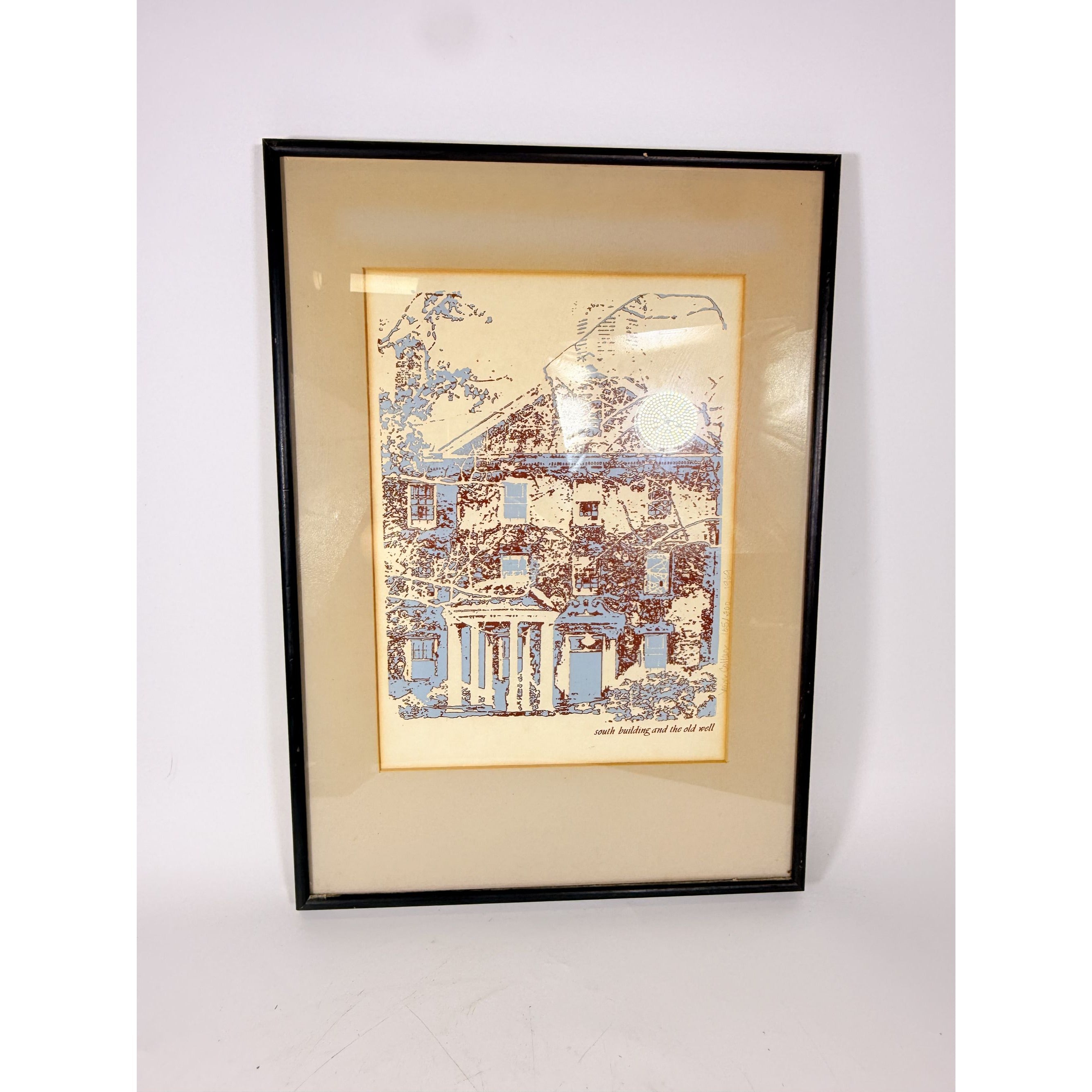 Artwork Framed UNC Carolina South Building and Old Well Reverse Film Photo Colorized Jean Collar Limited Editiion Wall Art Home Decor