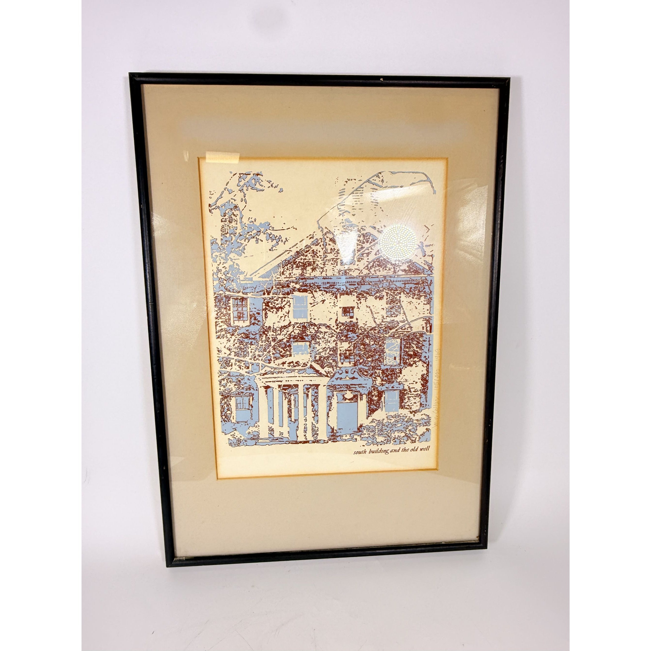 Artwork Framed UNC Carolina South Building and Old Well Reverse Film Photo Colorized Jean Collar Limited Editiion Wall Art Home Decor