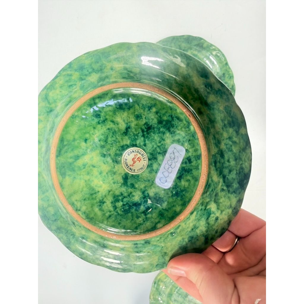 Dessert Appitizer Plates Italian Pottery Cantagalli Florance Italy Green Spongeware Replacement China Wedding Traditional Grand Millenial