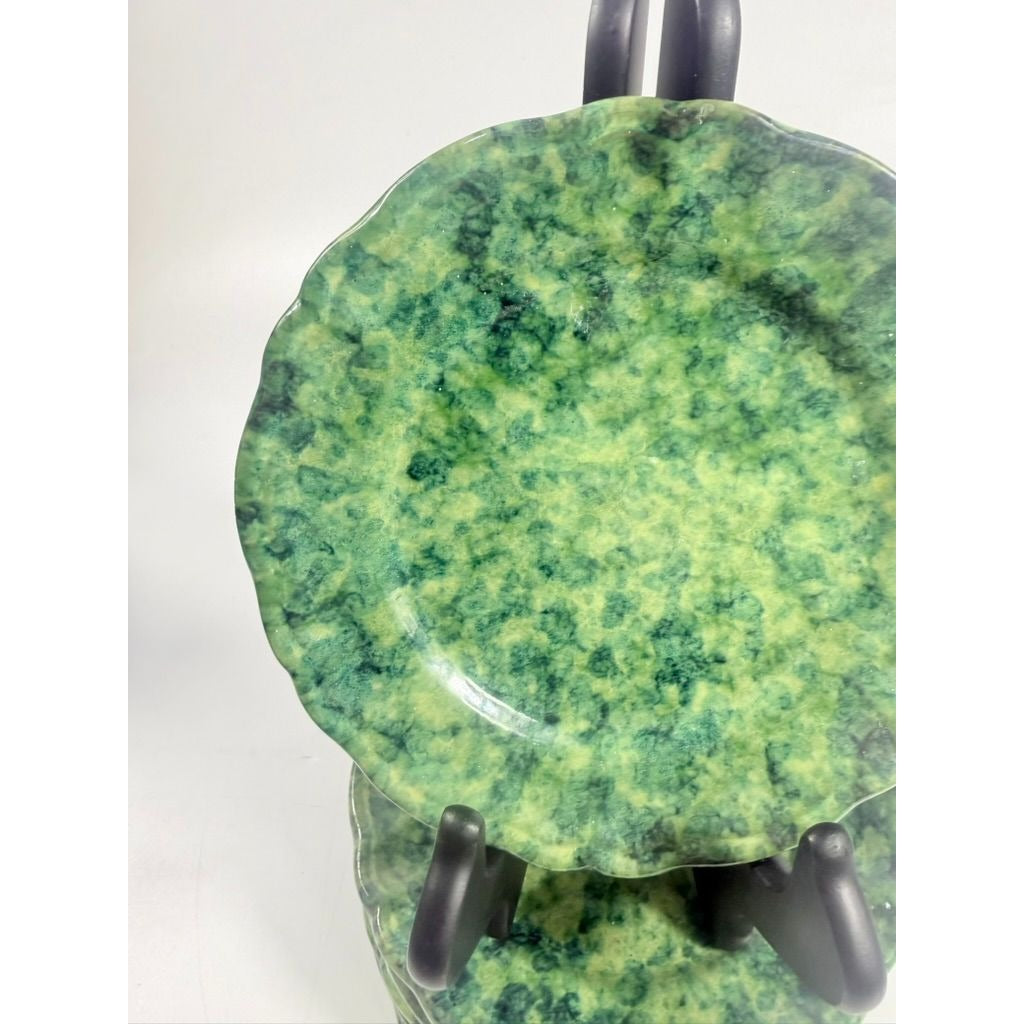 Dessert Appitizer Plates Italian Pottery Cantagalli Florance Italy Green Spongeware Replacement China Wedding Traditional Grand Millenial