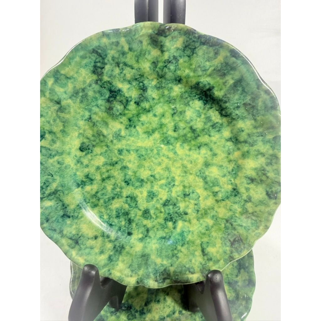 Dessert Appitizer Plates Italian Pottery Cantagalli Florance Italy Green Spongeware Replacement China Wedding Traditional Grand Millenial
