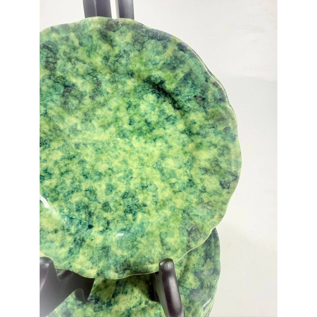 Dessert Appitizer Plates Italian Pottery Cantagalli Florance Italy Green Spongeware Replacement China Wedding Traditional Grand Millenial