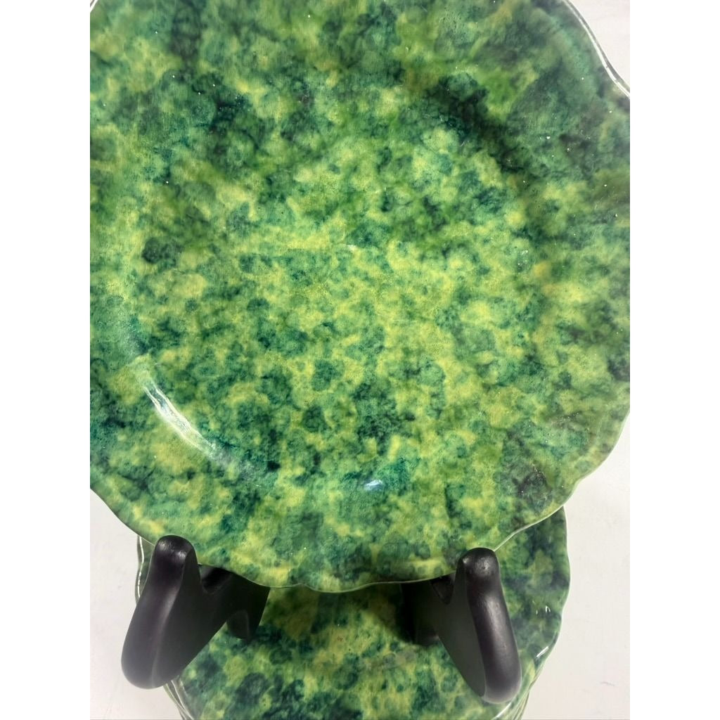 Dessert Appitizer Plates Italian Pottery Cantagalli Florance Italy Green Spongeware Replacement China Wedding Traditional Grand Millenial