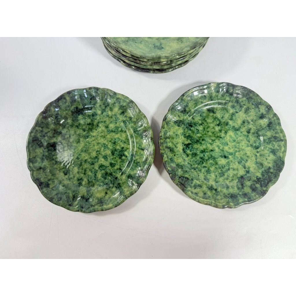 Dessert Appitizer Plates Italian Pottery Cantagalli Florance Italy Green Spongeware Replacement China Wedding Traditional Grand Millenial