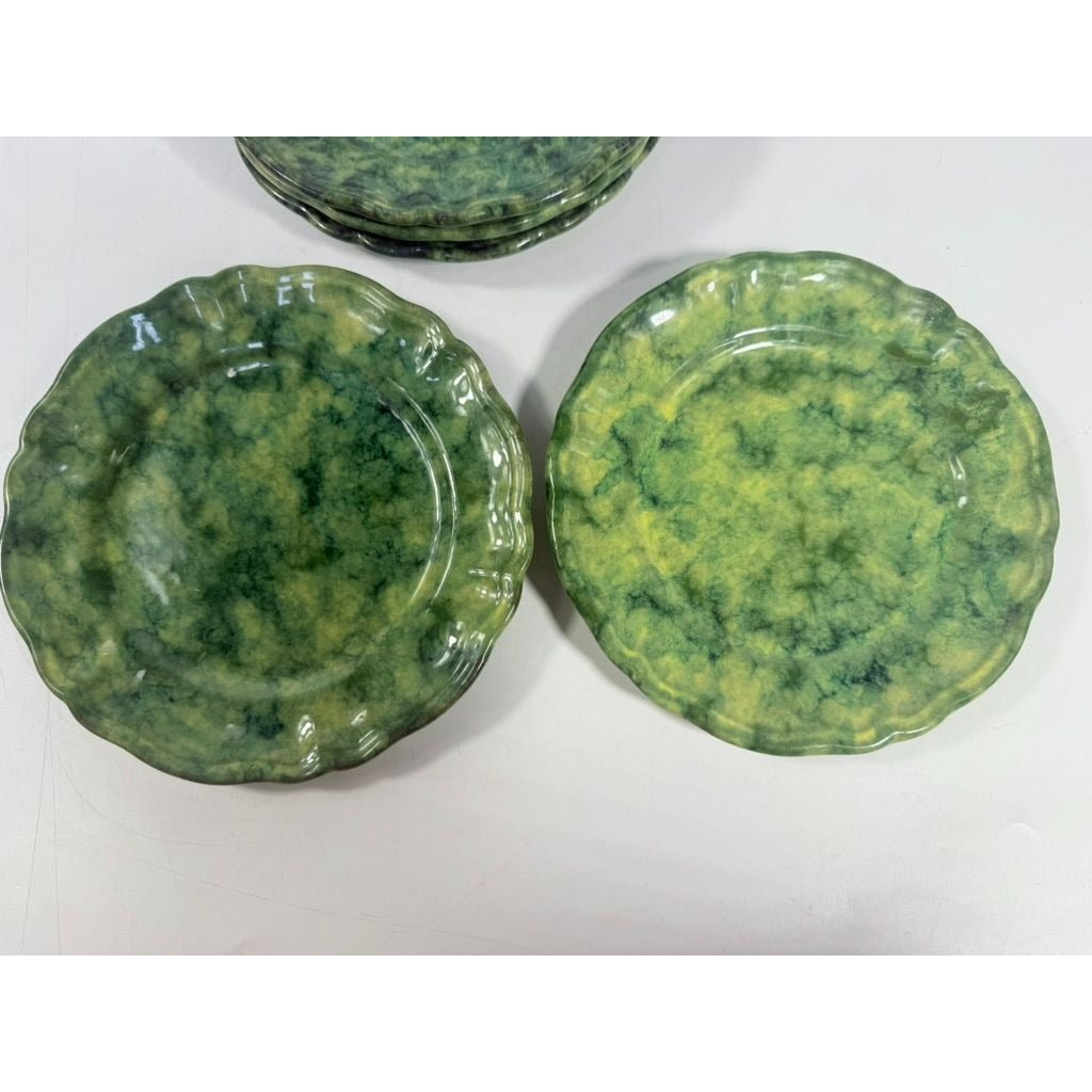 Dessert Appitizer Plates Italian Pottery Cantagalli Florance Italy Green Spongeware Replacement China Wedding Traditional Grand Millenial