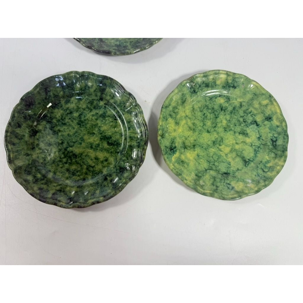 Dessert Appitizer Plates Italian Pottery Cantagalli Florance Italy Green Spongeware Replacement China Wedding Traditional Grand Millenial