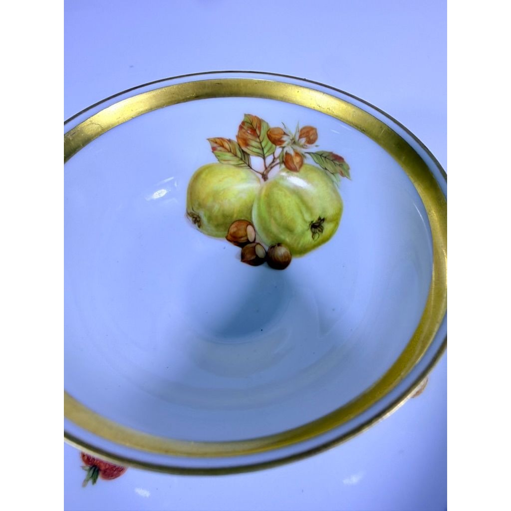 Footed Cup & Saucer Set Golden Crown Harvest E & R Bravaria Fine Bone Replacement China Vintage Floral Hand Painted Bravarian Fruit
