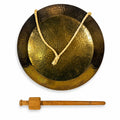 Gong Bell Antique Brass Maritime Original Ship Round Design with Beater Stick Rope Flat Wind Tibetan Meditation Sound Vintage
