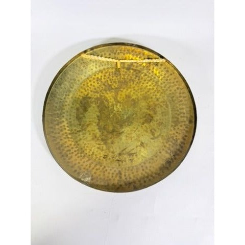 Gong Bell Antique Brass Maritime Original Ship Round Design with Beater Stick Rope Flat Wind Tibetan Meditation Sound Vintage