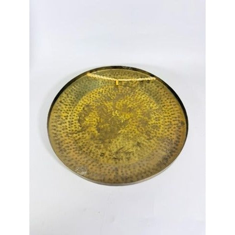 Gong Bell Antique Brass Maritime Original Ship Round Design with Beater Stick Rope Flat Wind Tibetan Meditation Sound Vintage