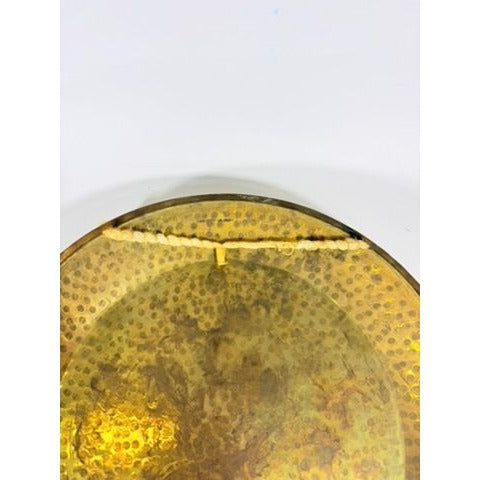 Gong Bell Antique Brass Maritime Original Ship Round Design with Beater Stick Rope Flat Wind Tibetan Meditation Sound Vintage