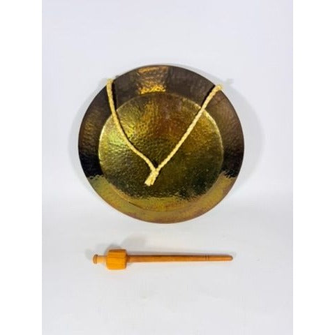 Gong Bell Antique Brass Maritime Original Ship Round Design with Beater Stick Rope Flat Wind Tibetan Meditation Sound Vintage