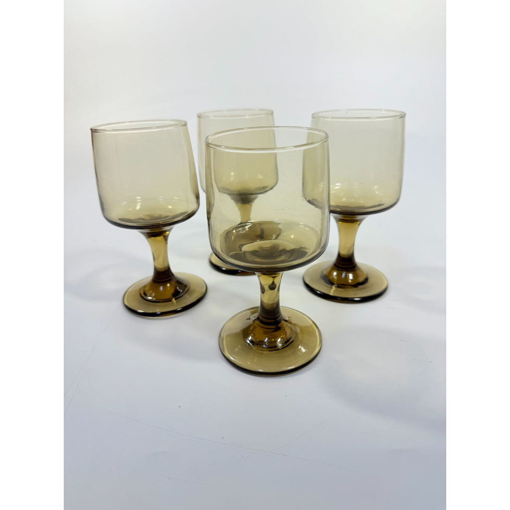 Wine Glasses Water Goblets Goblets Libbey Tawny Accent Smoky Brown Amber Vintage Mid Century Retro Drinkware Barware Replacement Glass