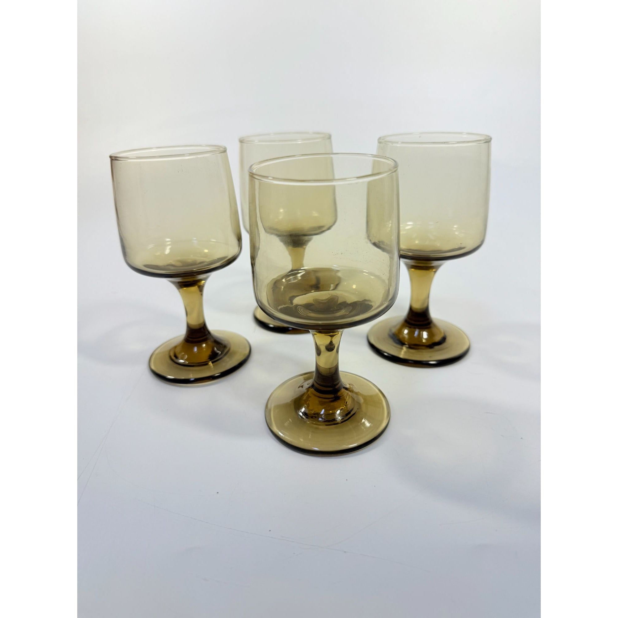 Wine Glasses Water Goblets Goblets Libbey Tawny Accent Smoky Brown Amber Vintage Mid Century Retro Drinkware Barware Replacement Glass