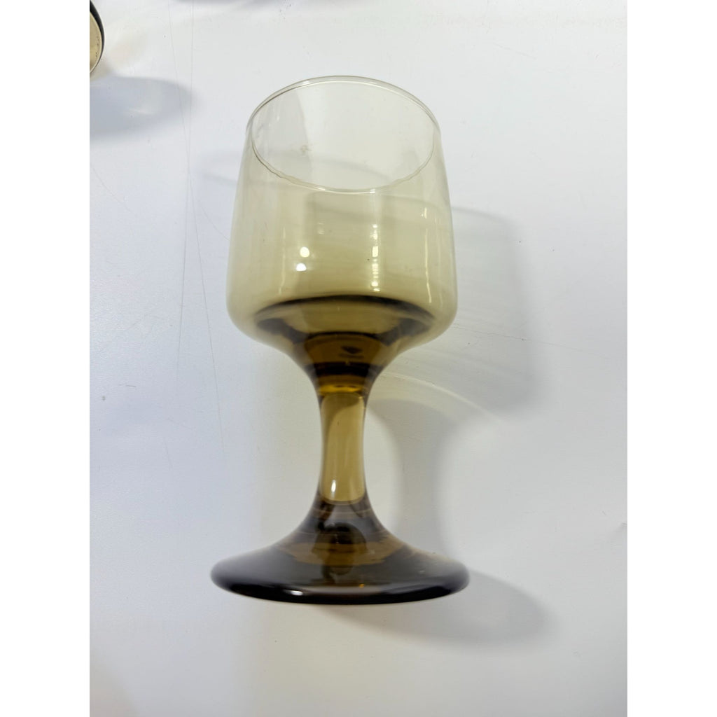 Wine Glasses Water Goblets Goblets Libbey Tawny Accent Smoky Brown Amber Vintage Mid Century Retro Drinkware Barware Replacement Glass