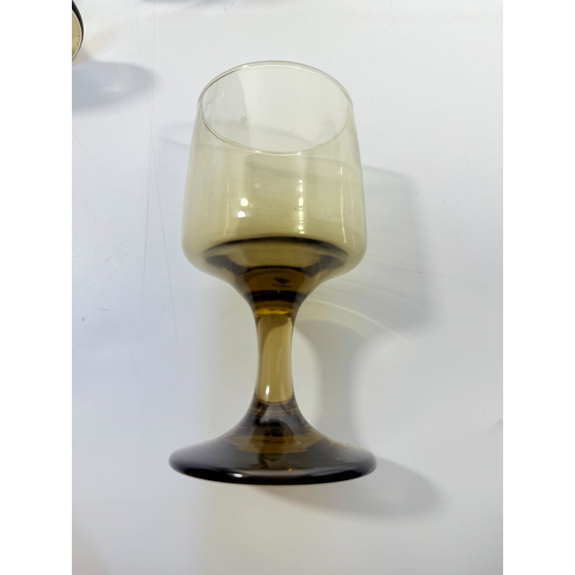 Wine Glasses Water Goblets Goblets Libbey Tawny Accent Smoky Brown Amber Vintage Mid Century Retro Drinkware Barware Replacement Glass