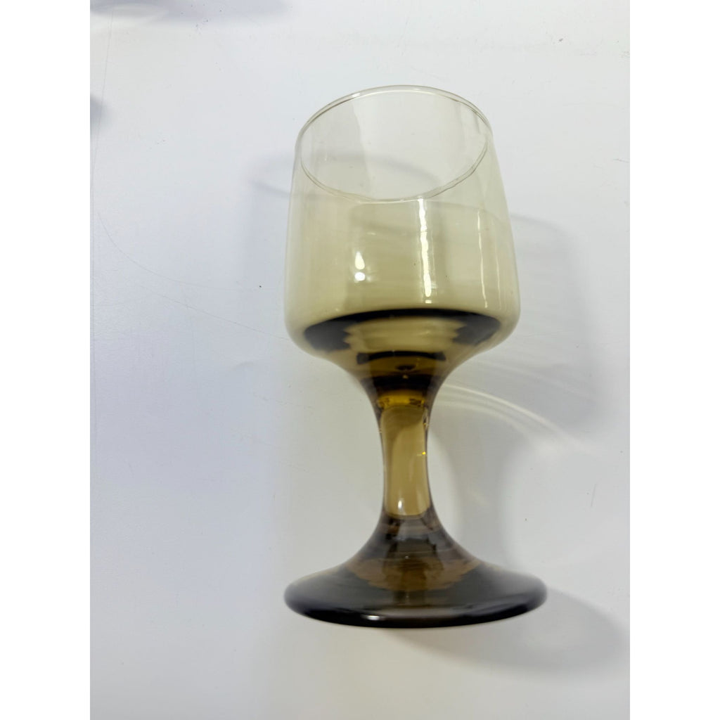 Wine Glasses Water Goblets Goblets Libbey Tawny Accent Smoky Brown Amber Vintage Mid Century Retro Drinkware Barware Replacement Glass