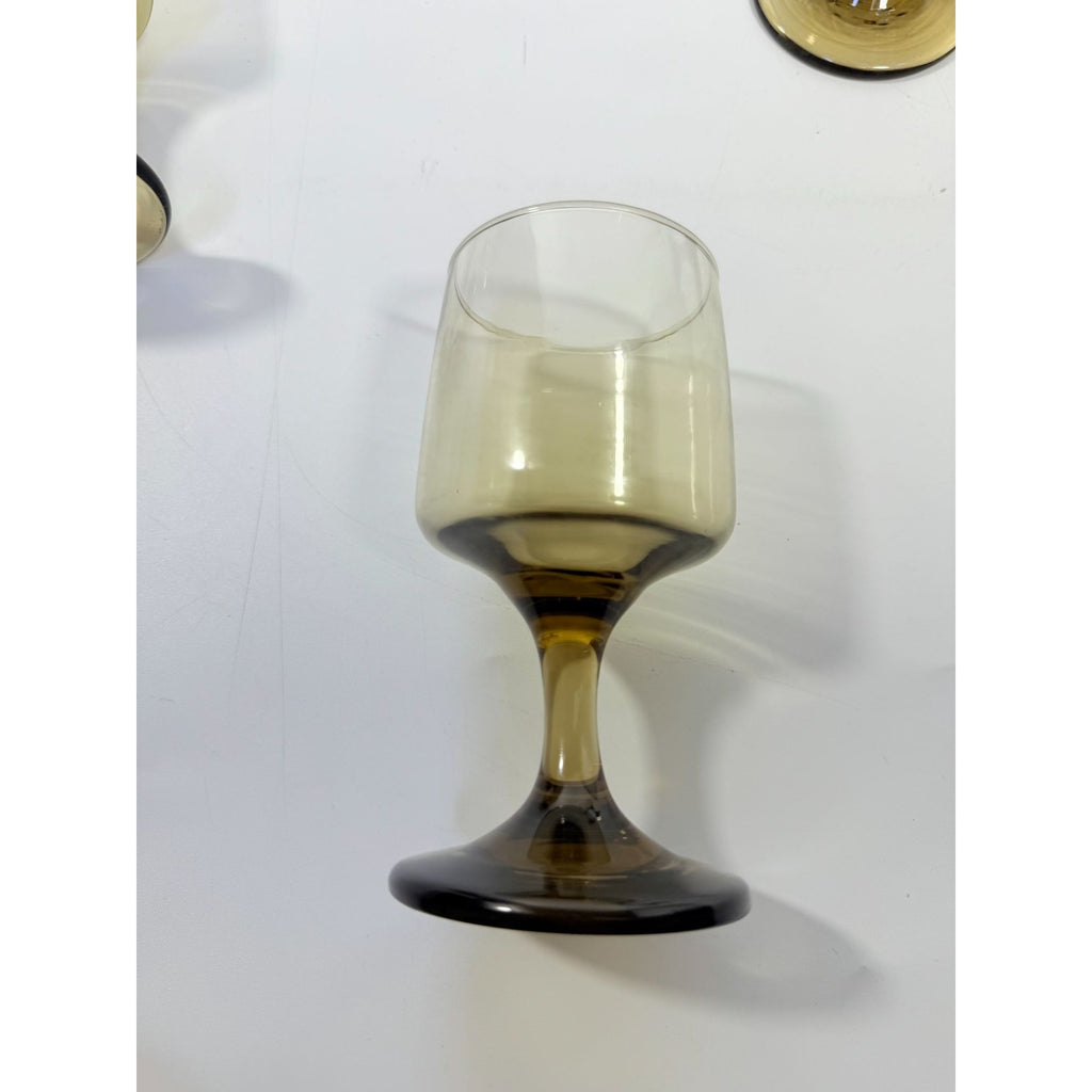 Wine Glasses Water Goblets Goblets Libbey Tawny Accent Smoky Brown Amber Vintage Mid Century Retro Drinkware Barware Replacement Glass