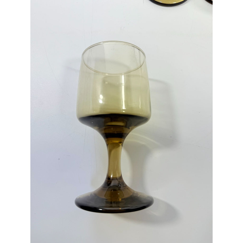 Wine Glasses Water Goblets Goblets Libbey Tawny Accent Smoky Brown Amber Vintage Mid Century Retro Drinkware Barware Replacement Glass