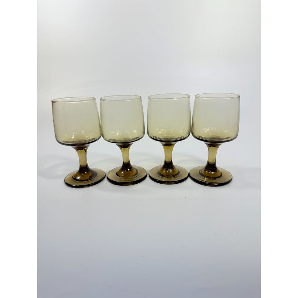 Wine Glasses Water Goblets Goblets Libbey Tawny Accent Smoky Brown Amber Vintage Mid Century Retro Drinkware Barware Replacement Glass