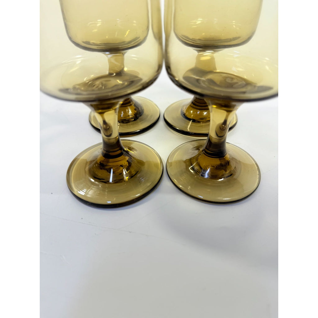 Wine Glasses Water Goblets Goblets Libbey Tawny Accent Smoky Brown Amber Vintage Mid Century Retro Drinkware Barware Replacement Glass
