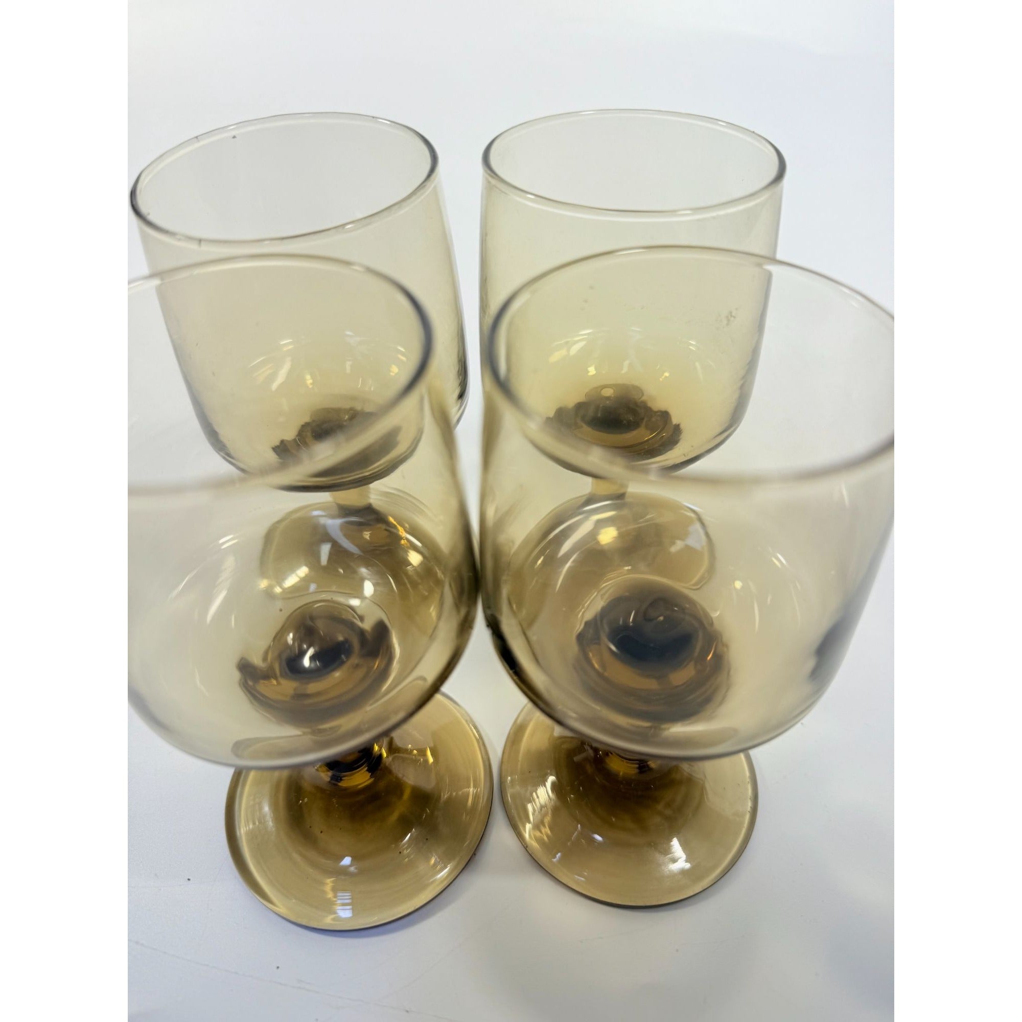Wine Glasses Water Goblets Goblets Libbey Tawny Accent Smoky Brown Amber Vintage Mid Century Retro Drinkware Barware Replacement Glass