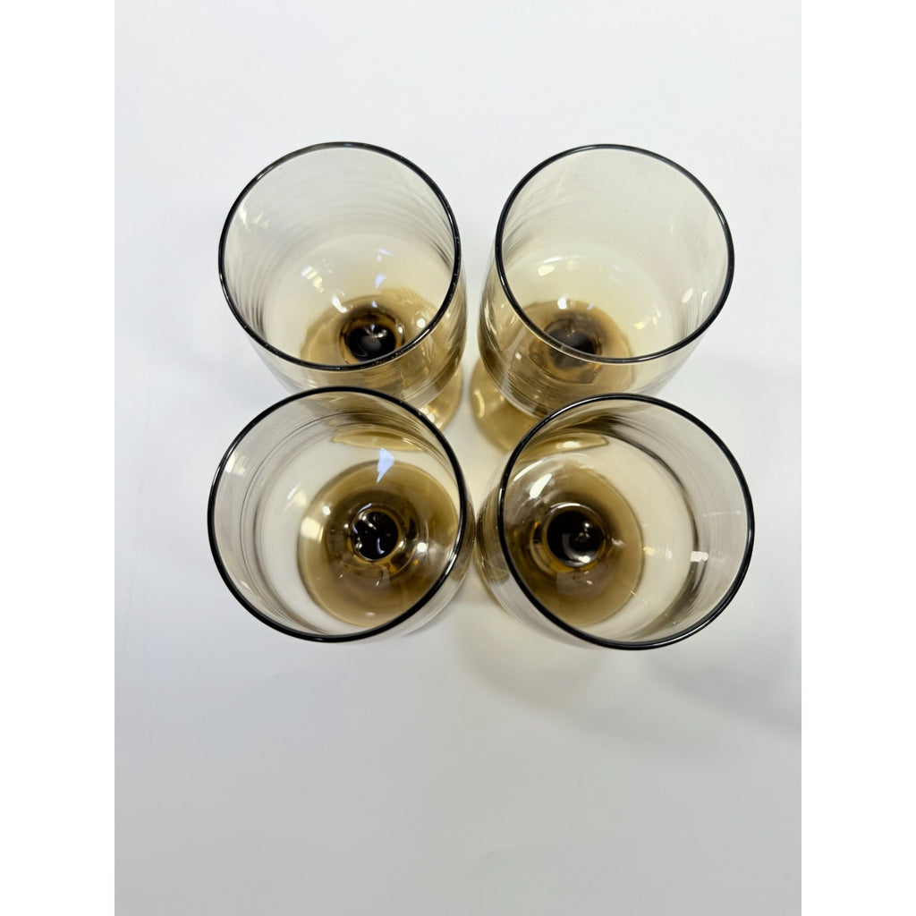 Wine Glasses Water Goblets Goblets Libbey Tawny Accent Smoky Brown Amber Vintage Mid Century Retro Drinkware Barware Replacement Glass
