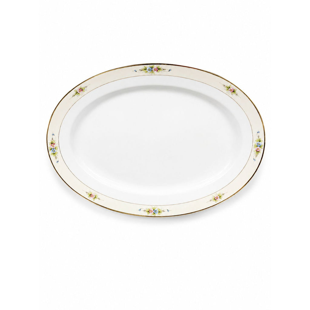 Serving Platter 14" Noritake Nippon Sedan Domed Vintage Hand-Painted Serveware Replacement China Flowers Floral