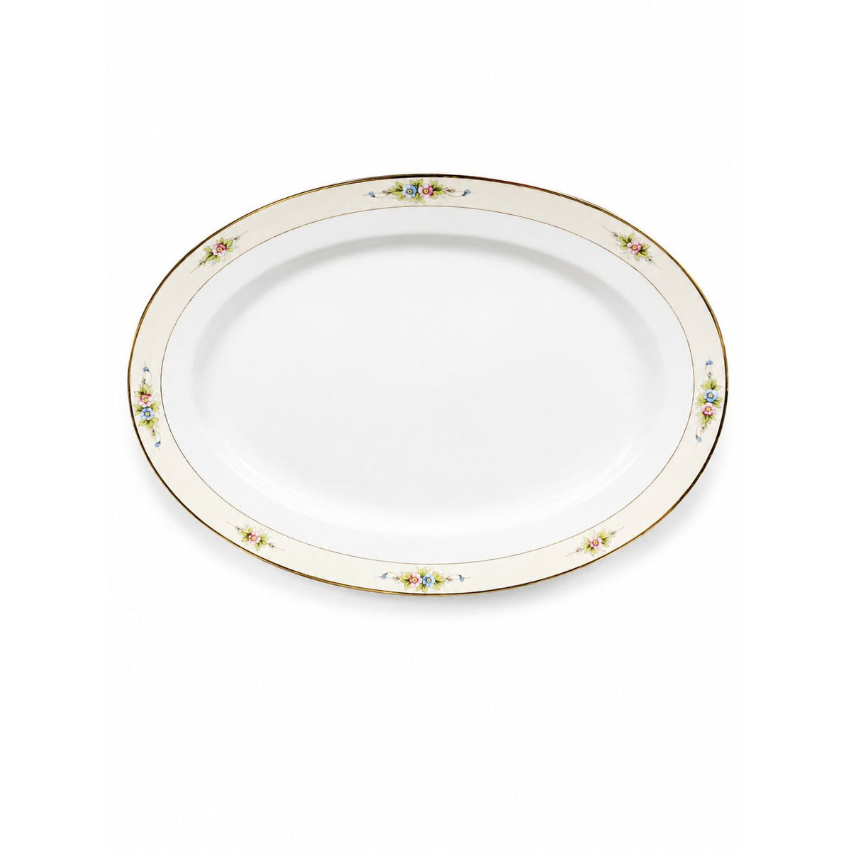 Serving Platter 14" Noritake Nippon Sedan Domed Vintage Hand-Painted Serveware Replacement China Flowers Floral