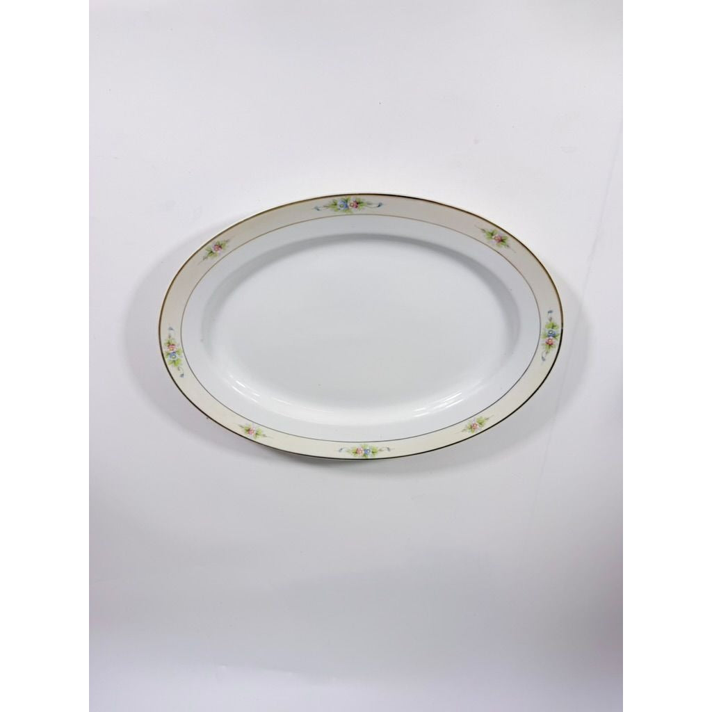 Serving Platter 14" Noritake Nippon Sedan Domed Vintage Hand-Painted Serveware Replacement China Flowers Floral