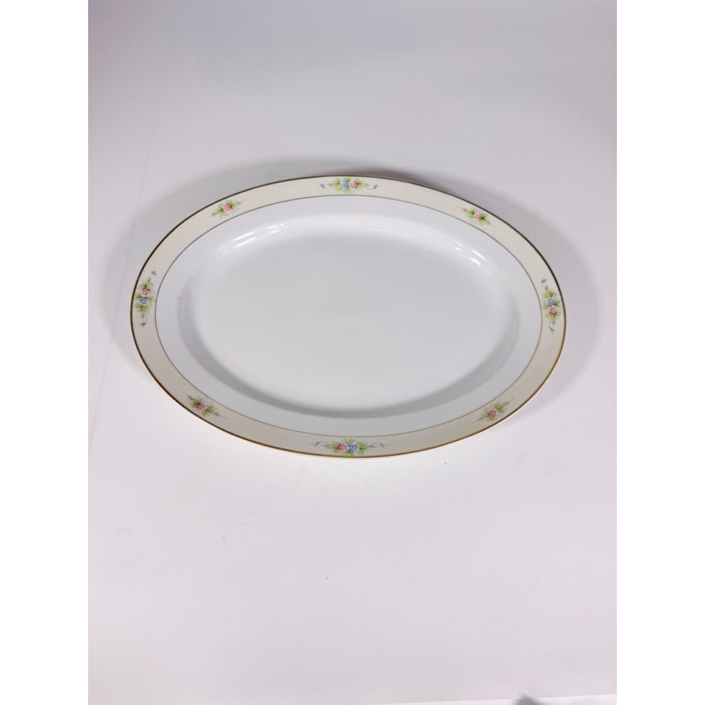 Serving Platter 14" Noritake Nippon Sedan Domed Vintage Hand-Painted Serveware Replacement China Flowers Floral