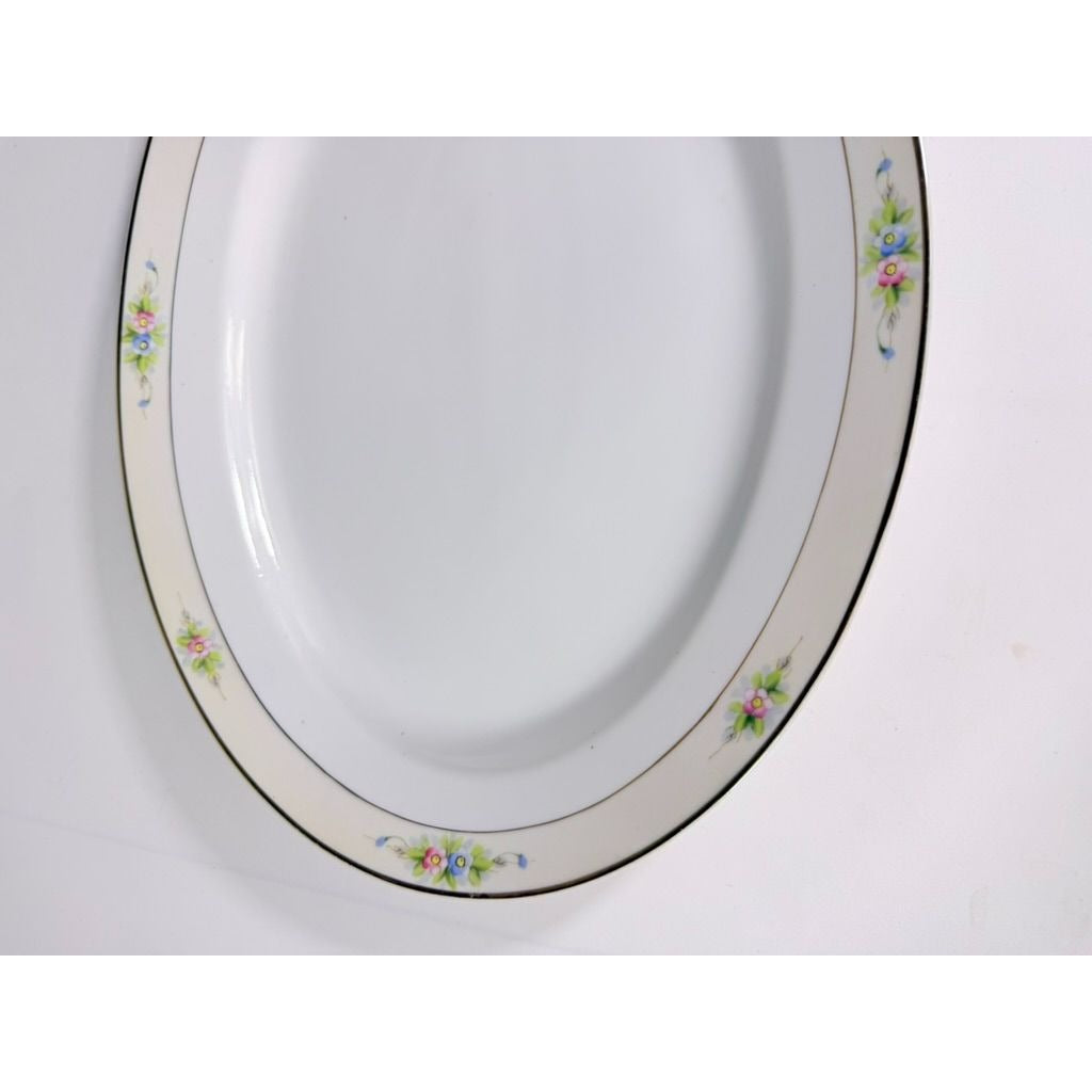 Serving Platter 14" Noritake Nippon Sedan Domed Vintage Hand-Painted Serveware Replacement China Flowers Floral