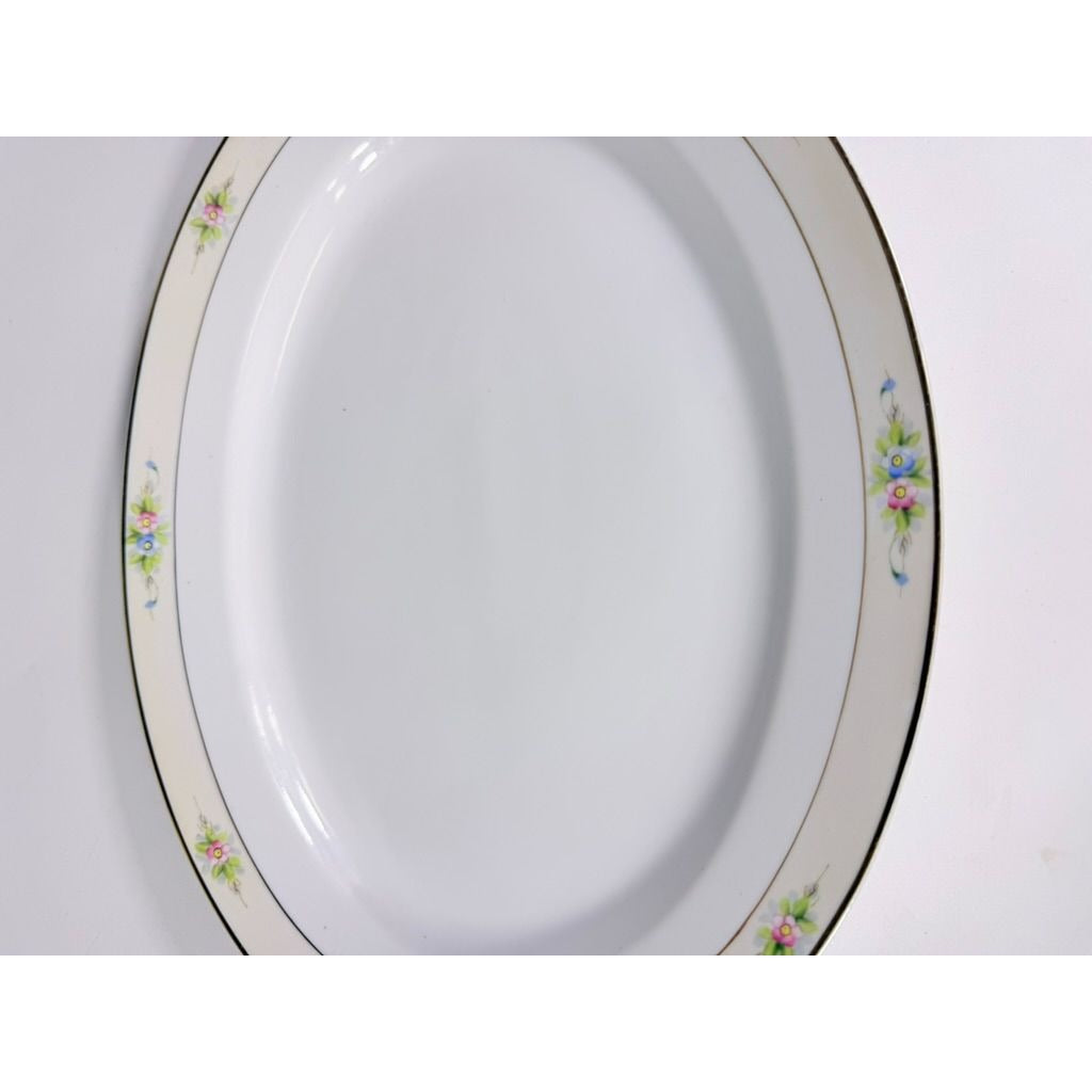 Serving Platter 14" Noritake Nippon Sedan Domed Vintage Hand-Painted Serveware Replacement China Flowers Floral