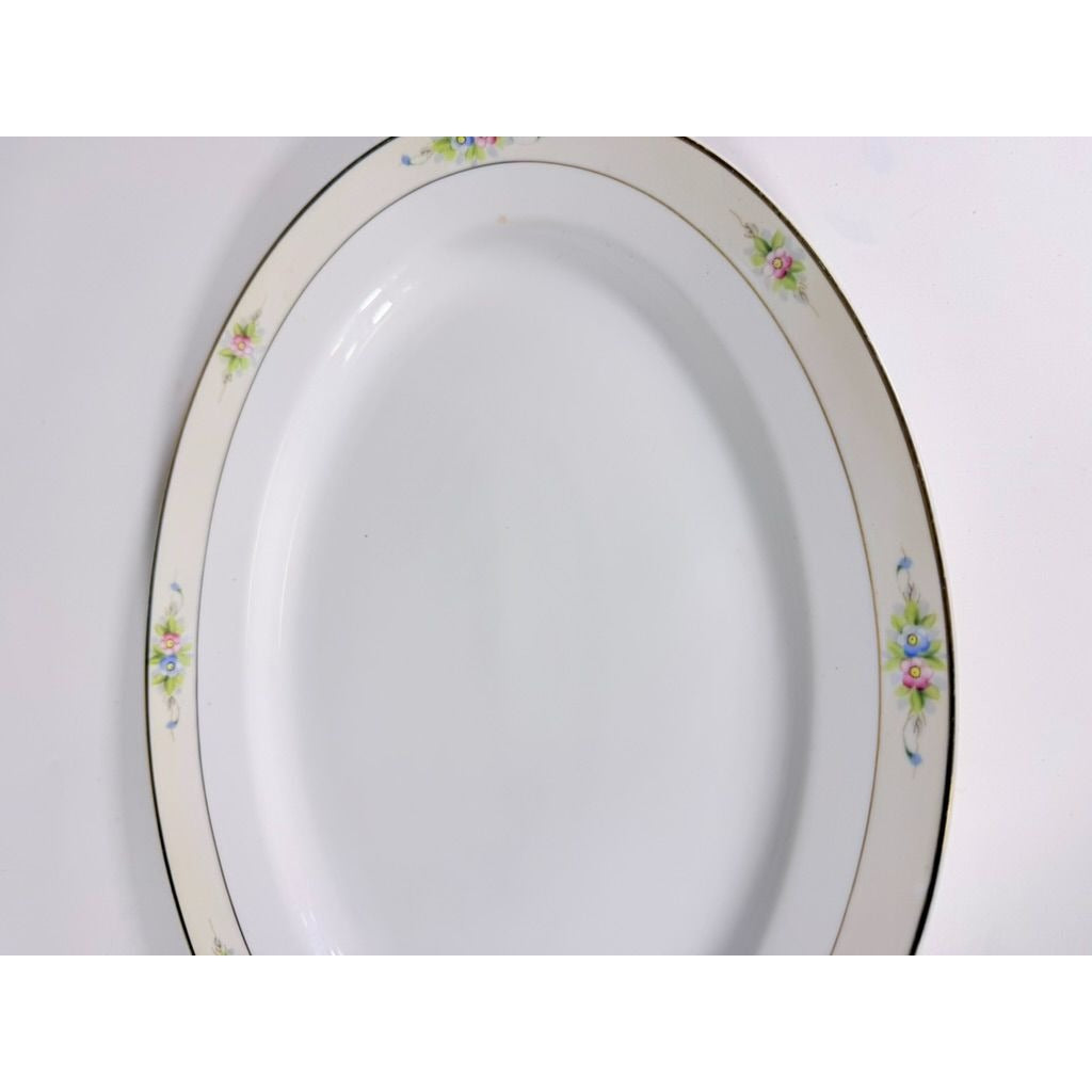 Serving Platter 14" Noritake Nippon Sedan Domed Vintage Hand-Painted Serveware Replacement China Flowers Floral