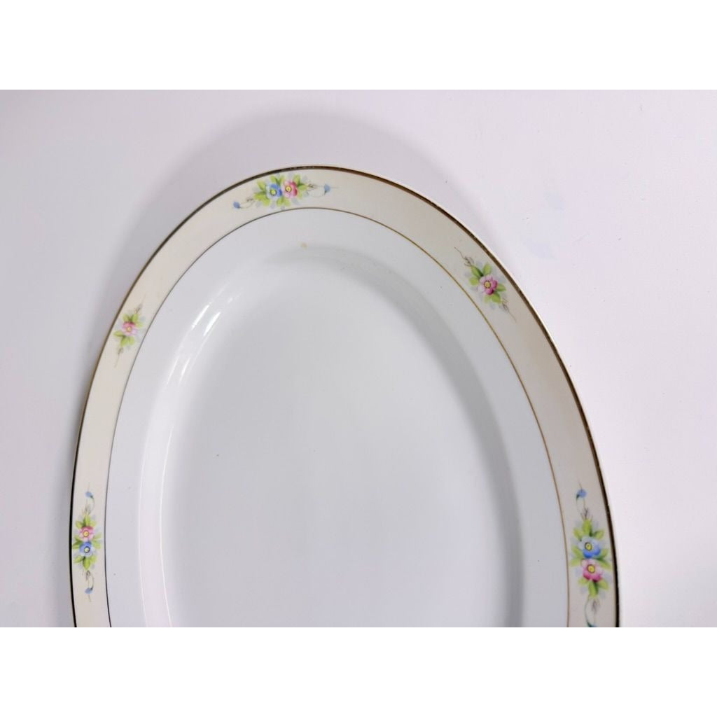 Serving Platter 14" Noritake Nippon Sedan Domed Vintage Hand-Painted Serveware Replacement China Flowers Floral