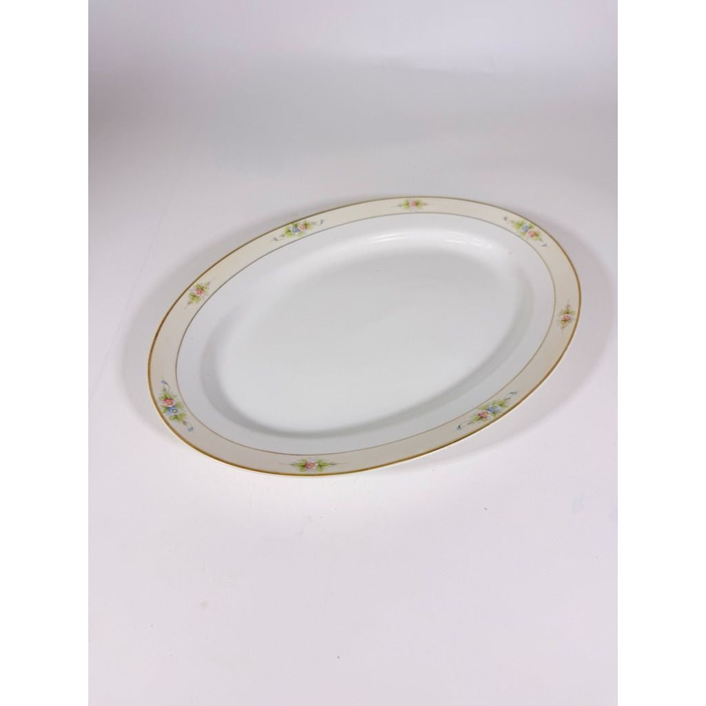 Serving Platter 14" Noritake Nippon Sedan Domed Vintage Hand-Painted Serveware Replacement China Flowers Floral