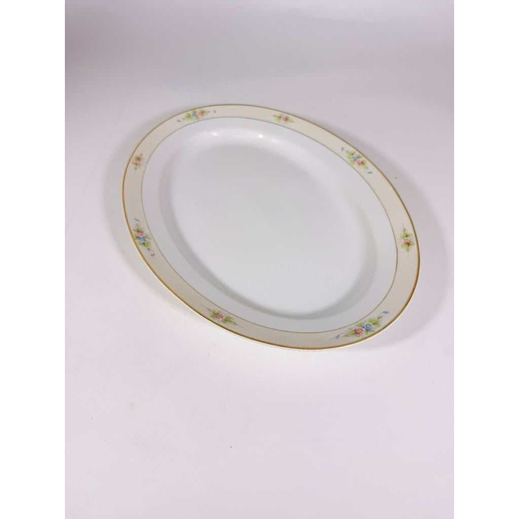 Serving Platter 14" Noritake Nippon Sedan Domed Vintage Hand-Painted Serveware Replacement China Flowers Floral