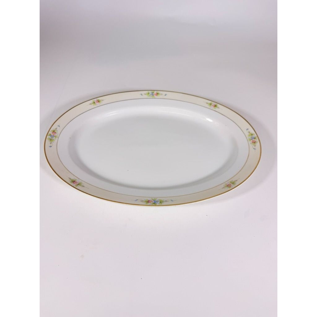Serving Platter 14" Noritake Nippon Sedan Domed Vintage Hand-Painted Serveware Replacement China Flowers Floral