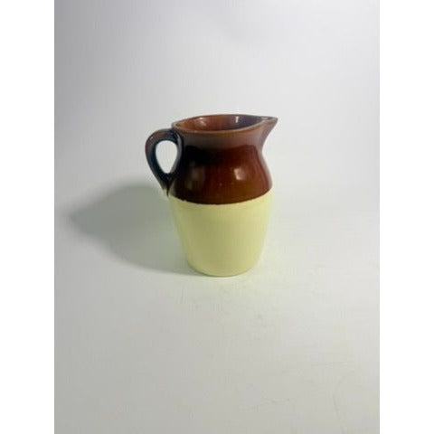 Stoneware Pitcher Vase Roseville RRP Made in USA. Beige/Brown Two Toned Farmhouse Primitive Cottage Core Kitchenware Serveware Kitchen Decor
