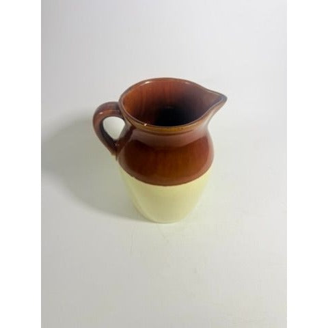 Stoneware Pitcher Vase Roseville RRP Made in USA. Beige/Brown Two Toned Farmhouse Primitive Cottage Core Kitchenware Serveware Kitchen Decor