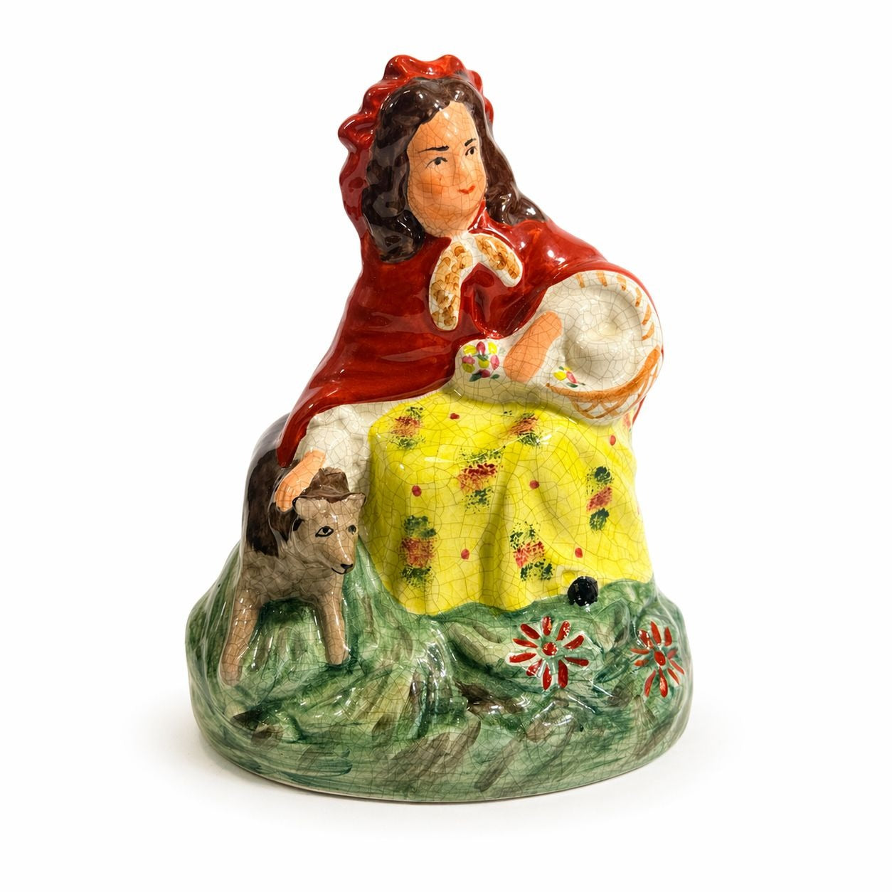 Porcelain Figurine Red Riding Hood Big Bad Wolf Character Vintage Antique Staffordshire Home Shelf Decor Decorative Accent Collectible