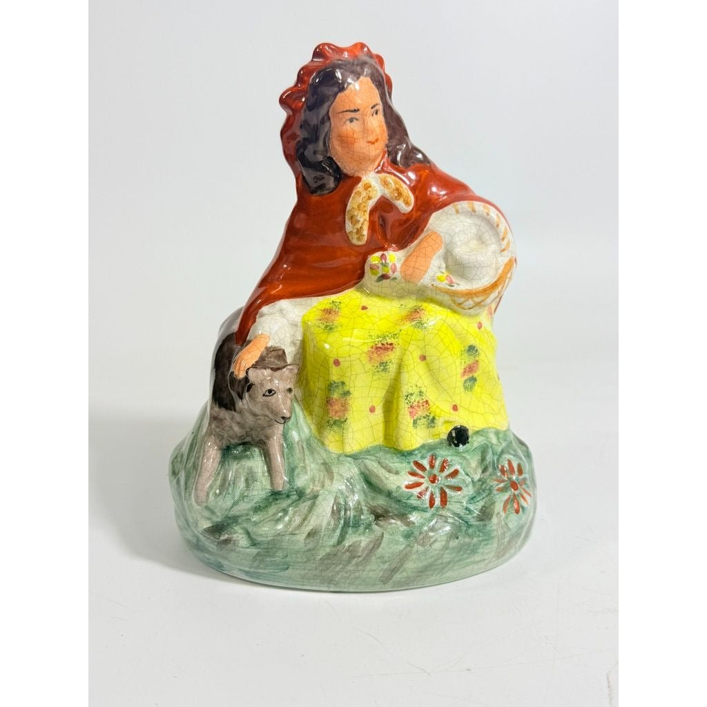 Porcelain Figurine Red Riding Hood Big Bad Wolf Character Vintage Antique Staffordshire Home Shelf Decor Decorative Accent Collectible