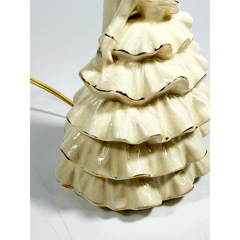 Porcelain Boudoir Table Small Night Light TV Television Lamp Southern Belle Girl Dress Victorian Coquette Girls Room Nursery Bathroom Japan